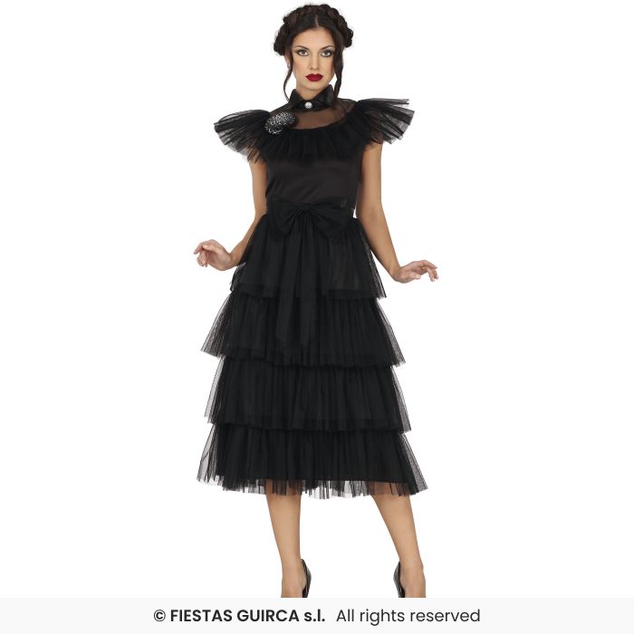 Costume Adulta Mercoledì Versione Ballo Famiglia Addams