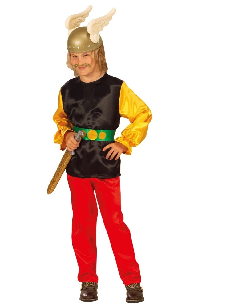 Costume Asterix Gallo Vichingo Romano con Pantaloni Casacca Cintura