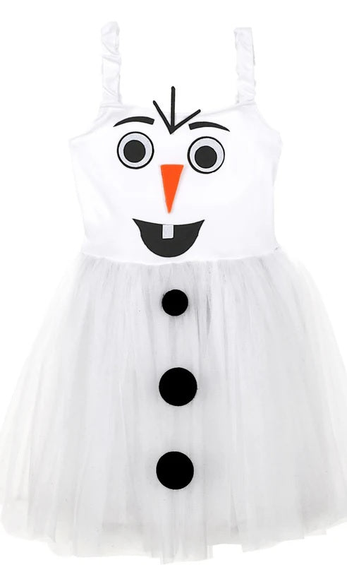 Costume Olaf Frozen Pupazzo di Neve Abito con Tutù Bambina