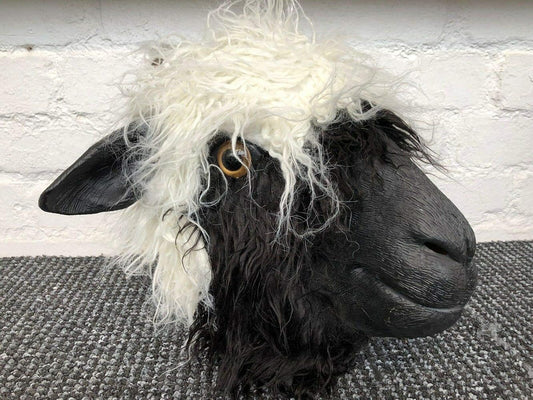 Maschera Lattice Pecora Bianca e Nera Con Pelo Effetto 3D Adulto