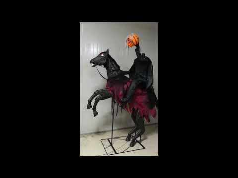 Cavallo con Cavaliere senza Testa Animatronica con Luci Suoni e Movimento H 210 cm