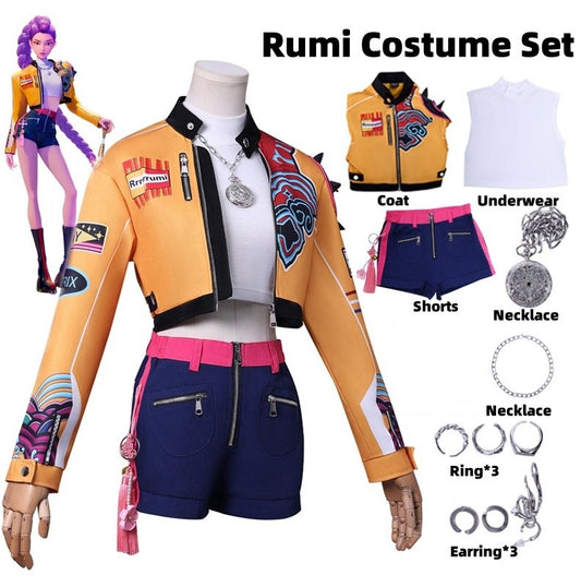 Costume Deluxe Kpop Huntrix Demon Hunters Rumi con Accessori e Gioielli