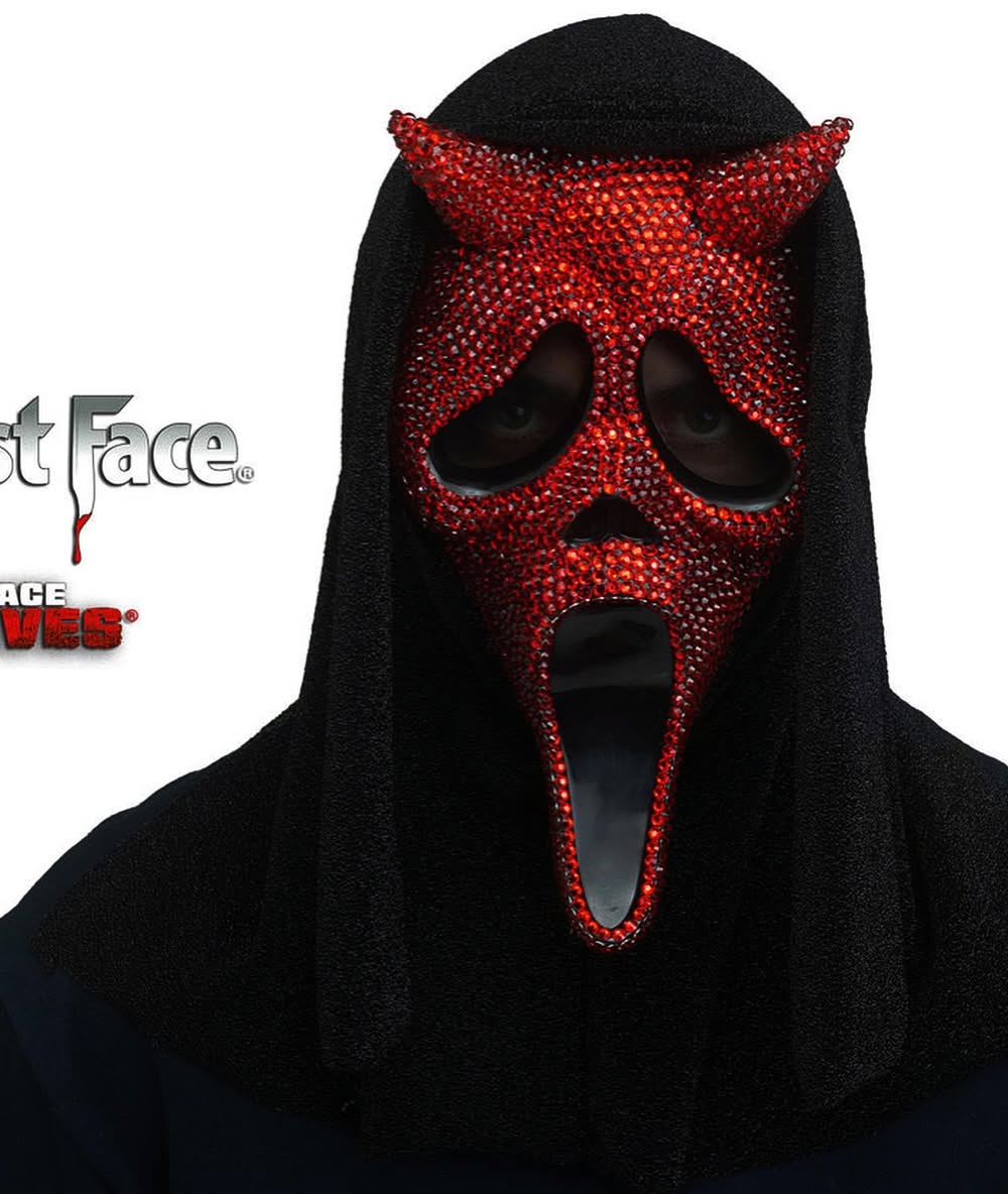 Maschera Ghost Face Scream Originale Diavolo con Diamanti Rossi