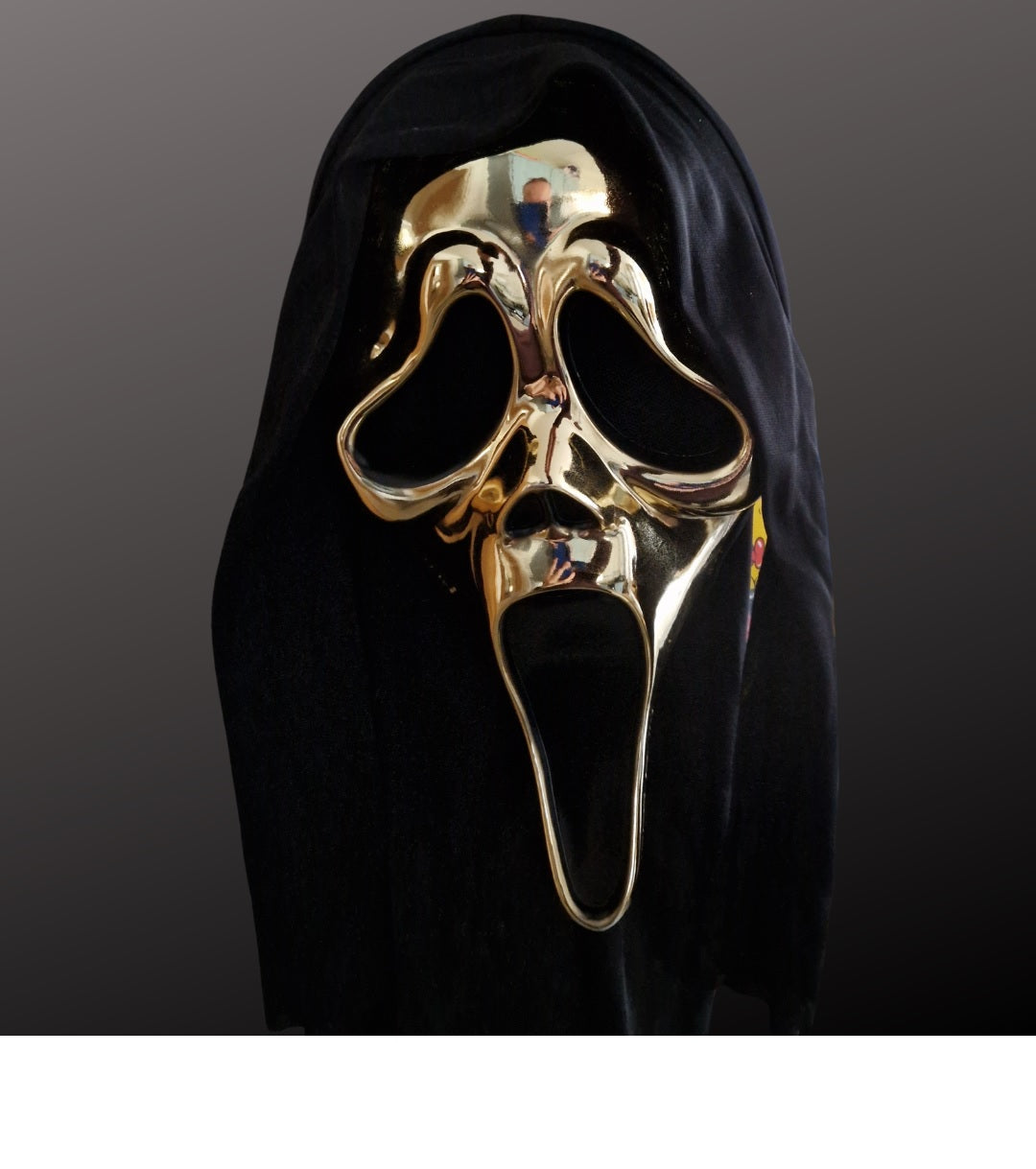 Maschera Ghost Face Scream Originale Cromata Oro Gold