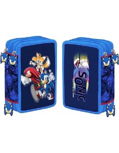 Astuccio 3 Zip Sonic & Friends Originale SEGA Completo 45 Pezzi Scuola