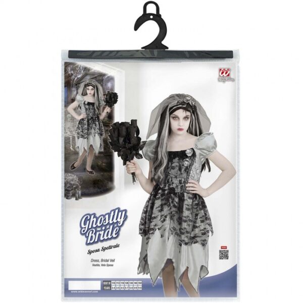 Costume Bambina Sposa Spettrale Vestito Con Velo Da Sposa Halloween