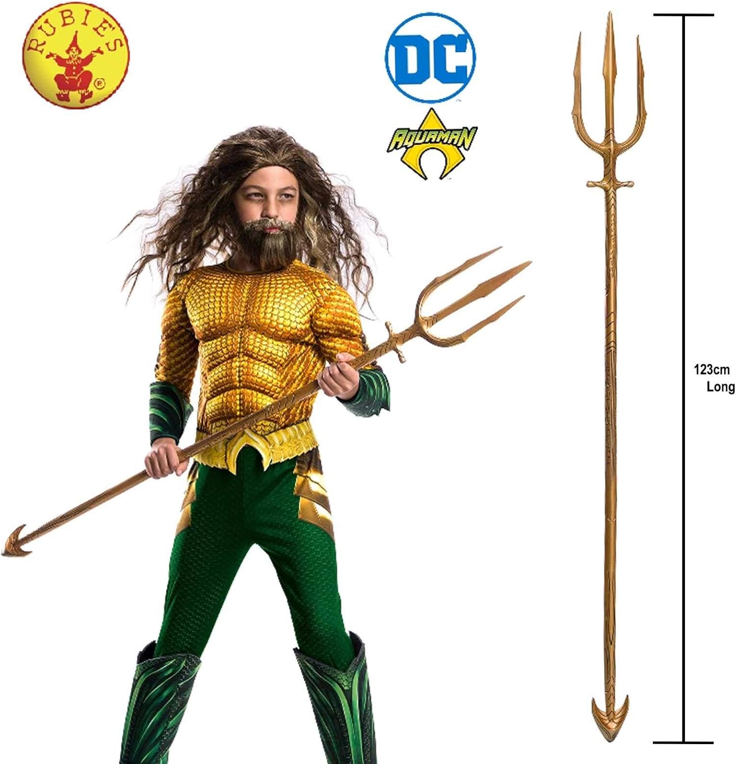 Tridente Aquaman Componibile Supereroe Dio del Mare Originale DC 125 cm