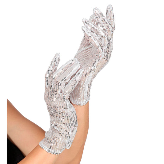 guanti adulto paillettes argento