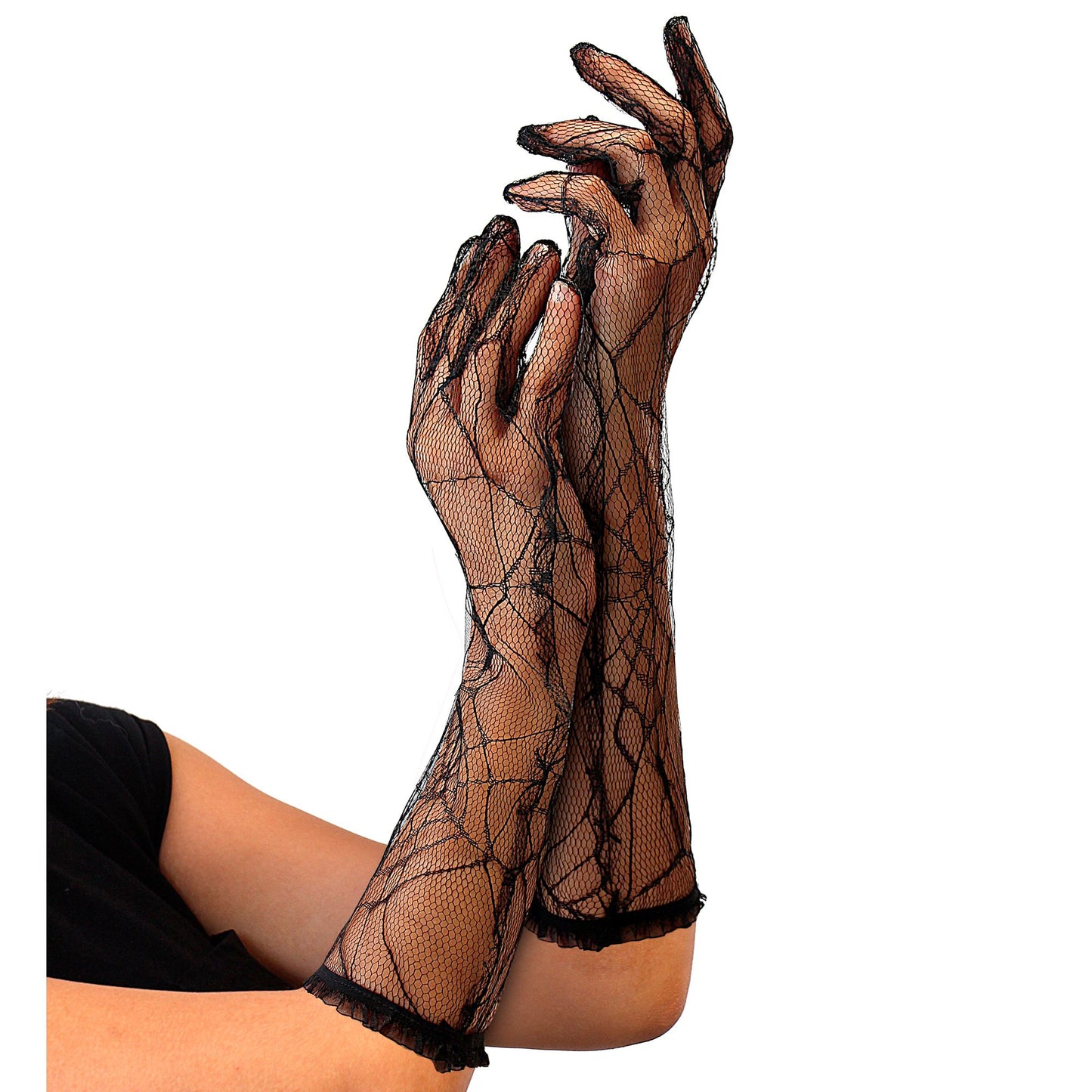 guanti in pizzo nero