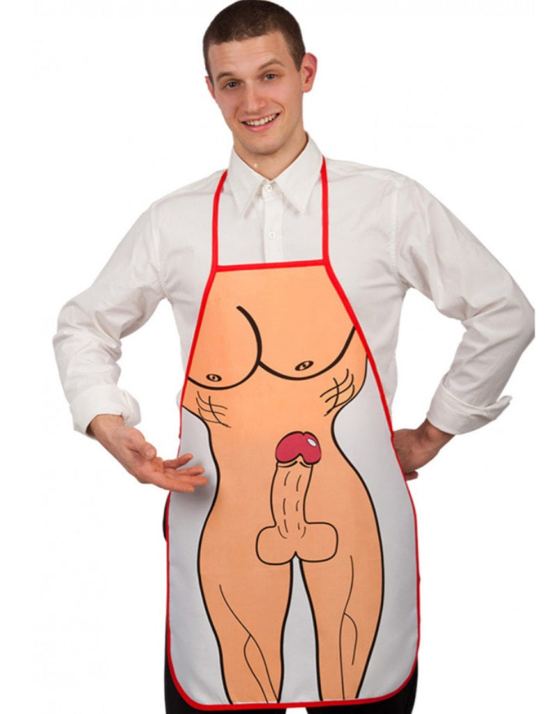 Grembiule Uomo Nudo con Pene Gadget Scherzoso Sexy BBQ Cucina Addio al Celibato