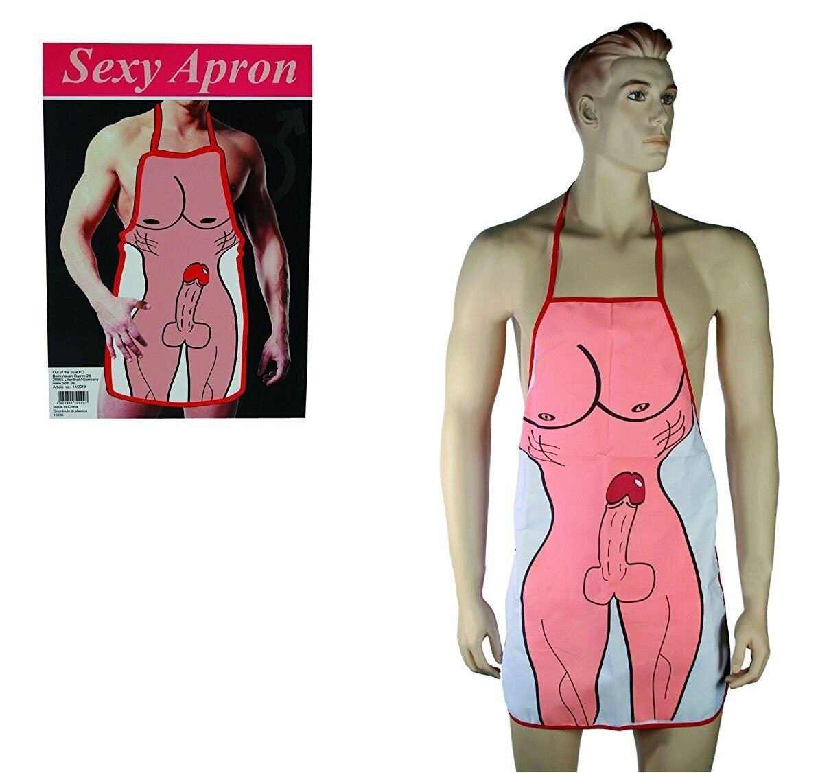 Grembiule Uomo Nudo con Pene Gadget Scherzoso Sexy BBQ Cucina Addio al Celibato