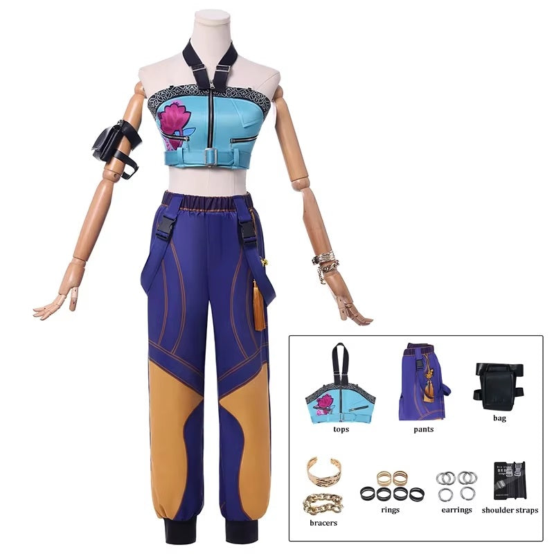 Costume Deluxe Kpop Huntrix Demon Hunters Zoey con Accessori e Gioielli