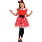Costume da Topolina Minnie Bambina Abito Rosso con Cerchietto Pois 