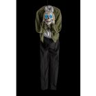 Scheletro con Teschio in Mano Horror con Luce Suono e Movimento Animatronica Decorazione da appendere alto 1,45m