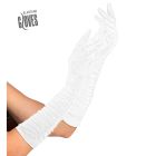 Guanti Plissettati in Lycra 40cm Bianchi Unisex