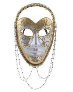 Maschera Veneziana Viso Oro Con Cerchietto