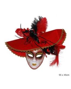 Maschera Veneziana Classica Con Cappello e Piume