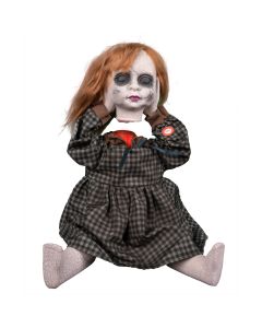 Bambola Horror Decapitata con Luce Suono e Movimento Animatronica alto 27,5cm