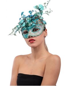 Maschera Acquamarina Glitter e Farfalle | Accessori per Feste e Carnevale – FullParty.it