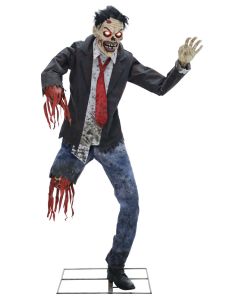 Zombie Con Gamba Fratturata con Luci e Suono Animatronica 180 cm